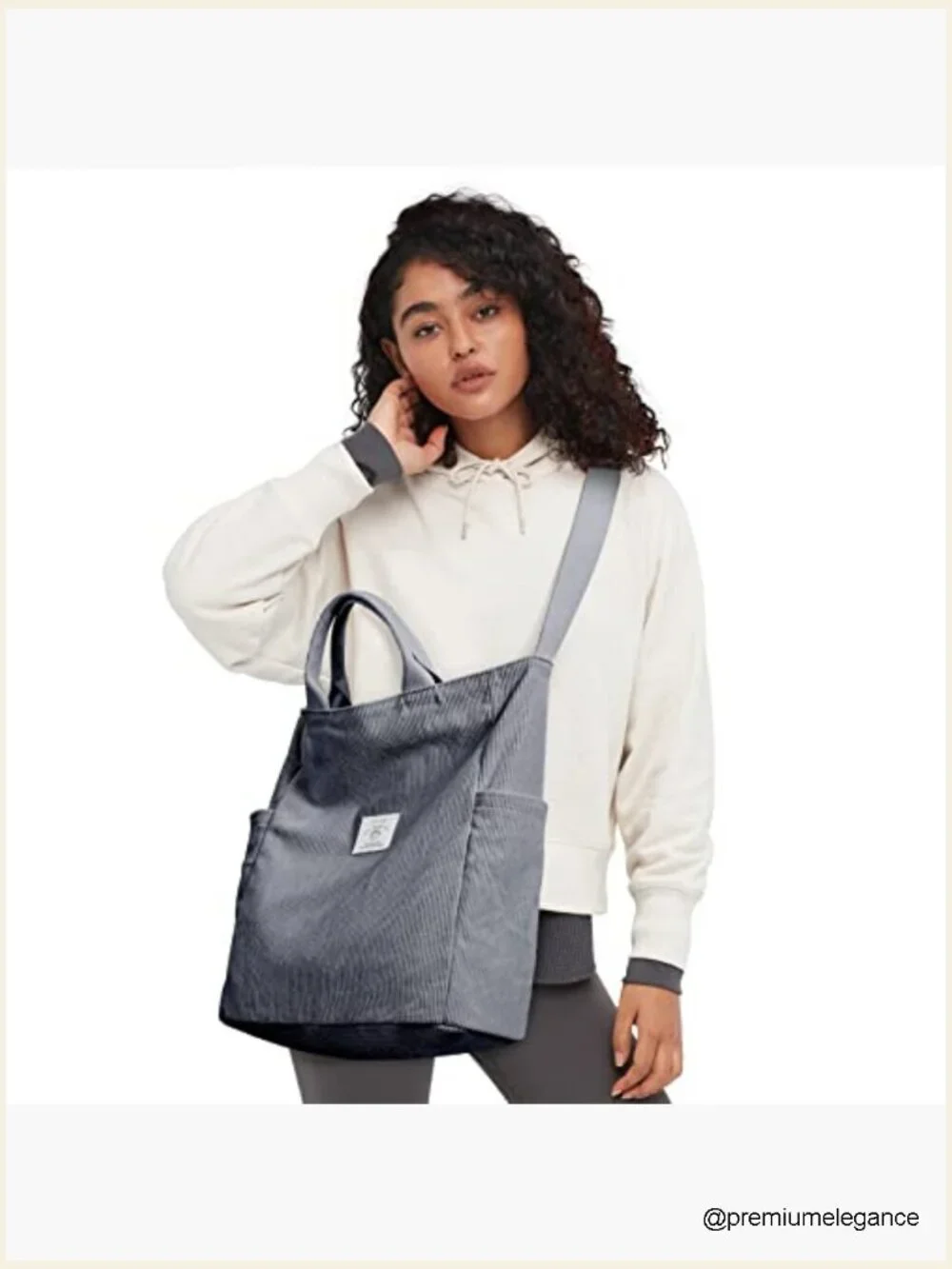 Corduroy Tote Bag Large Messenger Shoulder Hobo Crossbody Zipper Work Shopping